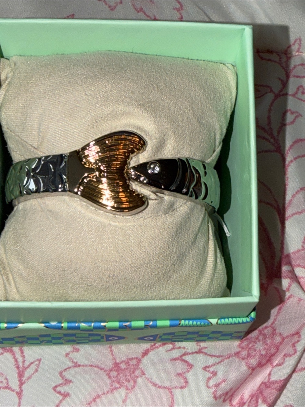 Piper Two-Tone Mermaid Tail Bangle - Rose Gold & Silver